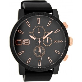 OOZOO Timepieces 50mm Black Leather Strap C7493
